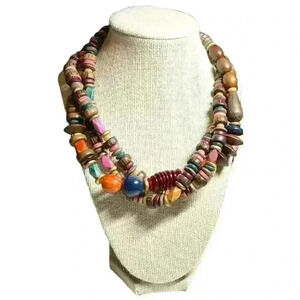 Boho 3 strand vintage necklace choker